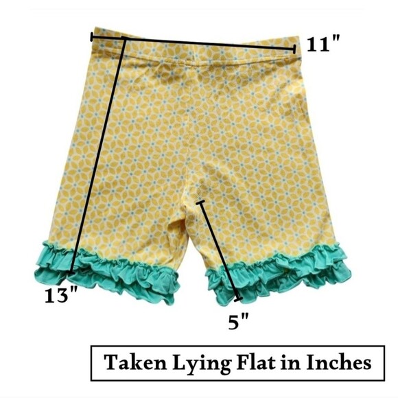 Matilda Jane Girls Yellow Green Square Sunshine Double Ruffle Shorties Size 10 - Picture 8 of 9